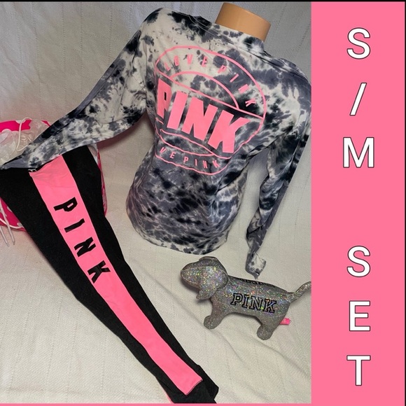 PINK Victoria's Secret Black and Pink Leggings - Picture 11 of 13